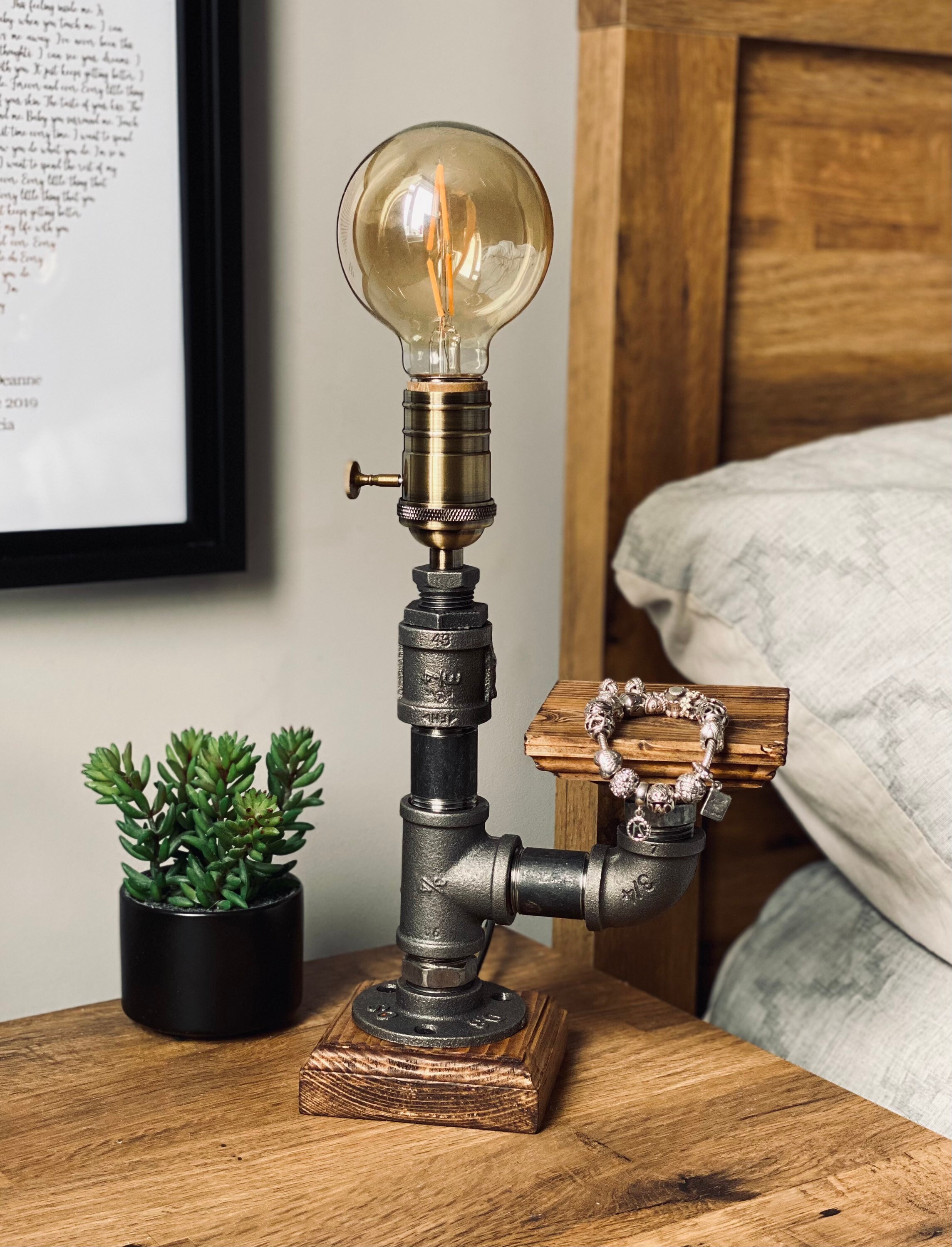 steampunk industriel ferme style rétro tuyau lumière steampunk déco bureau table lampe de chambre à coucher e27