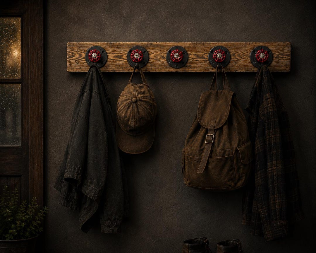 Industrial Steampunk Coat Rack | Handmade Pipe Style Wall Hooks ...