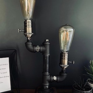 Lámpara de decoración steampunk, iluminación steampunk, lámpara de escritorio con interruptor, estilo rústico vintage para oficina y dormitorio.
