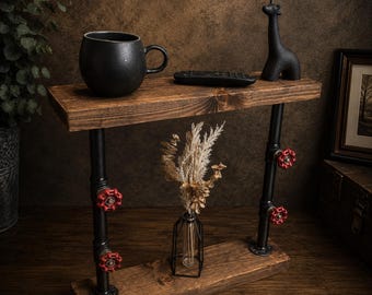 Industrial Pipe Side Table, Steampunk End Table, Rustic Sofa Table, Narrow Console Table, Industrial Shelf Unit, Handmade Furniture