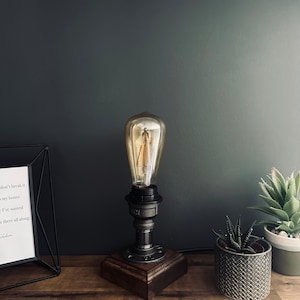 Industrial Rustic Style Pipe Light Steampunk lamp Desk Table Bedroom Lamp Light steam punk office with on/off switch