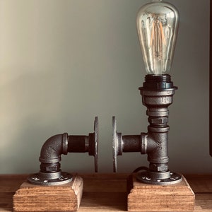 Steampunk Industrial lamp Bookends, Steam Punk Decor, Book case Lamp holder, Table Lamp, Desk Office Bedroom Book end E27 Bulb holder