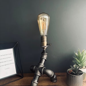 Industrial Steam Punk Style farmhouse Pipe Light Steampunk Desk Table Bedroom Lamp Light