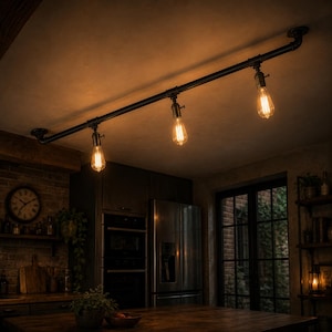 Industrial Pipe Ceiling Light 3 Light Kitchen Island Lighting Rustic Farmhouse Fixture Dining Room Bar Light E27 Lamp