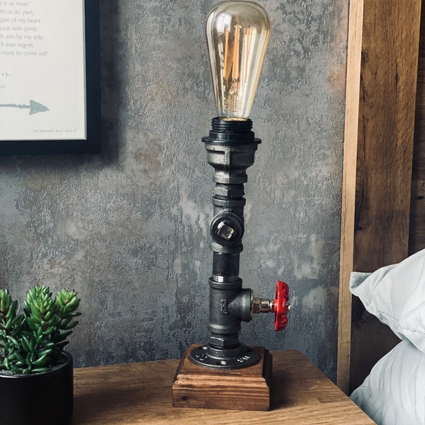 Vintage Industrial Rustic Retro Style Pipe Light Steampunk Desk Table Lamp Light