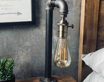 Lámpara de decoración punk de vapor Vintage Industrial rústico estilo Retro tubo de luz Steampunk escritorio lámpara de mesa luz dormitorio Oficina