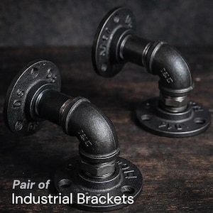 Industrial Pipe Brackets | Steampunk Shelf Supports | Heavy Duty Wall Mounted Metal Brackets