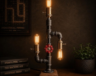 Steampunk-dekor Hög lampa steampunk-belysning bordslampa med strömbrytare vintage rustik kontorssovrum