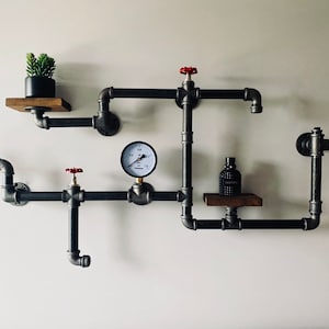 Steam punk wall art Steampunk farmhouse decor pipe work wall shelving engine room art