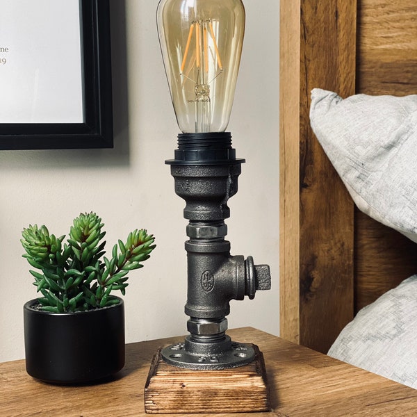 Industrial Rustic Retro Style Pipe Light Steampunk Desk Table Bedroom Lamp Light steam punk office with on/off switch