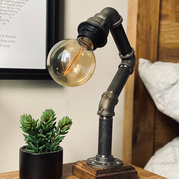 Industrial Rustic Retro Style Pipe Light Steampunk Desk Table Bedroom Lamp Light steam punk farmhouse style lamp with switch