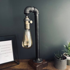 Vintage Industrial Rustic Retro Style Pipe Light Steampunk Desk Table Lamp Light
