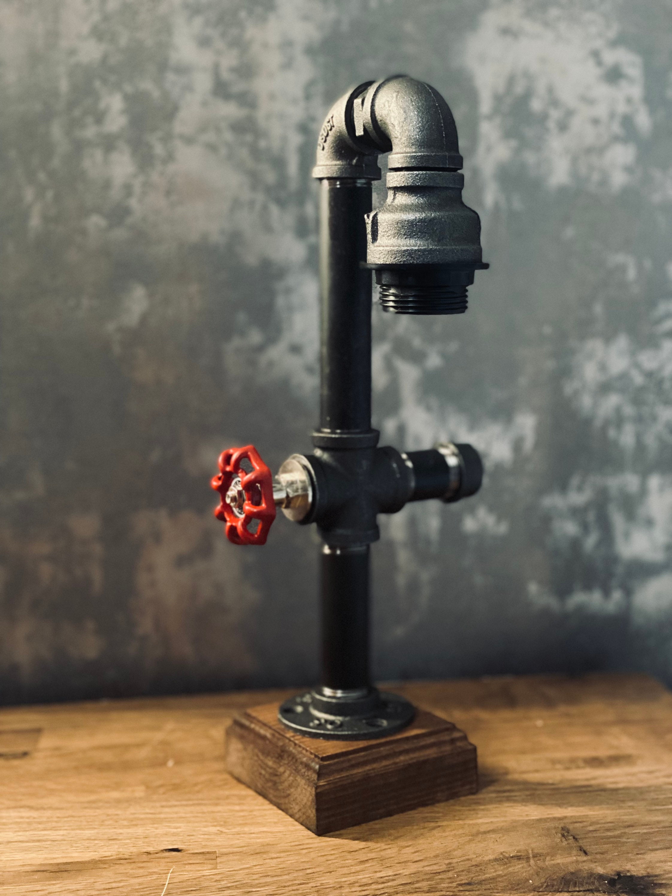 Industrial Steampunk Desk Lamp – Pipe Style, Rustic Iron Finish – Electric Table Light For Office/Bedroom