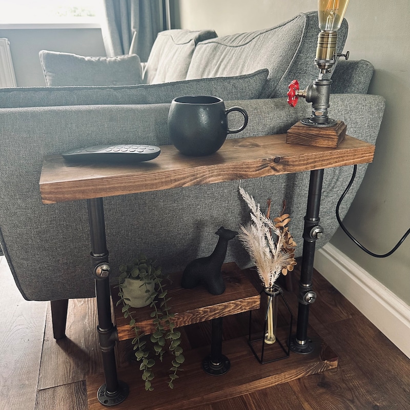 Industrial Shelving Unit Steampunk Style Pipe And Treated - Foto 5