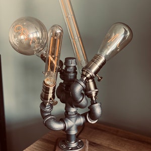 Steam punk decor lamp steampunk lighting table light with switch vintage rustic office Bedroom