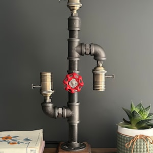 Steam punk decor Tall lamp steampunk lighting table light with switch vintage rustic office Bedroom