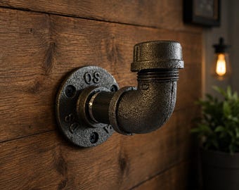 Industrial Pipe Wall Hooks – Handmade Steampunk Coat Hooks – Rustic Entryway Storage – Metal Wall Mounted Hooks
