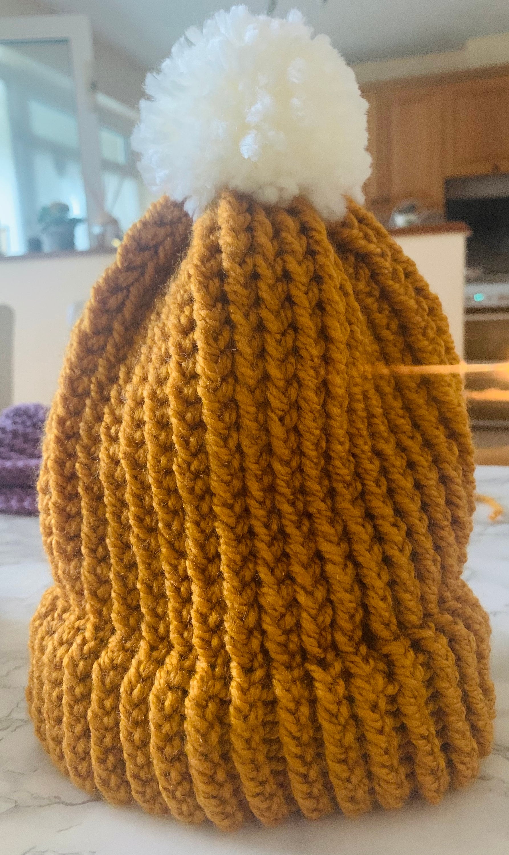 Handmade Loom Knitted Hat with Pom Pom Etsy
