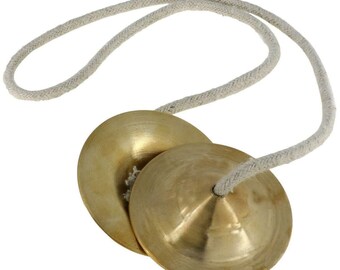Brass Metal Manjira Manjeera Hand Cymbals Percussion Kirtan Pooja Hare Krishna Folk Dance, Teratali Dance Finger Cymbals Sound Healing Tools
