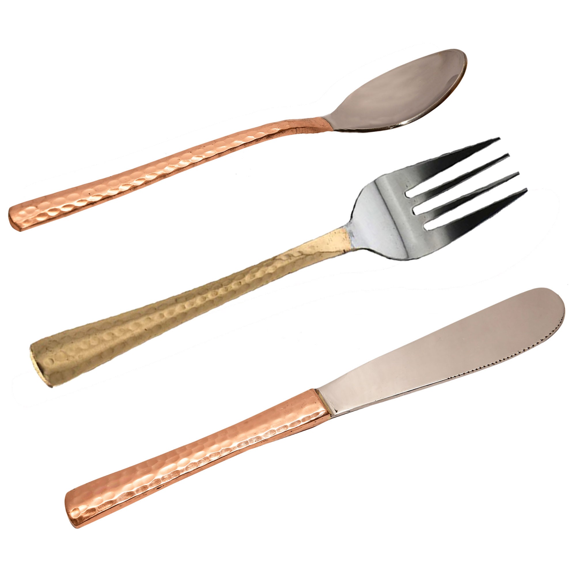 Steel Copper Hammered Spoon Butter Knife/Fork/Sup High Quality Etsy