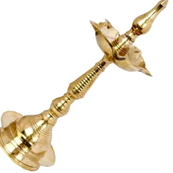 Brass Fancy Kerala Diya Oil Lamp kuthu Vilakku for Home Temple