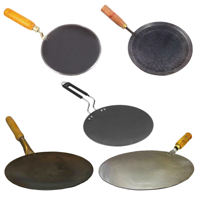 Iron Tawa With Wood Handle Roti Chapati Cooking Utensil Etsy