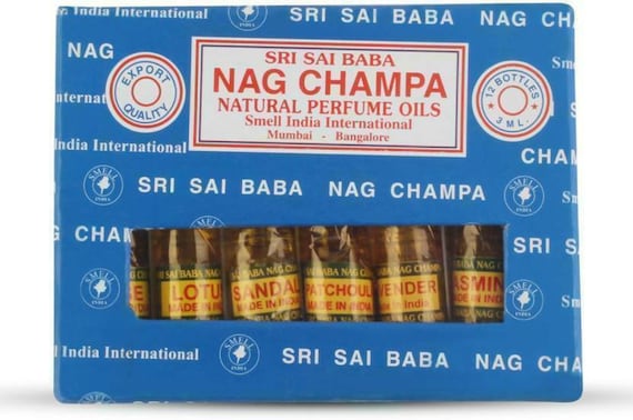 Shri Sai Baba Nag Champa Natural Perfume Oil 6/12 Bottle, 3ML Each  Non-alcoholic, Longlasting Body Perfume, Nag Champa Fragrance Perfume 