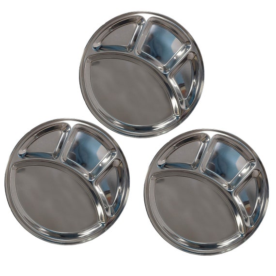 Stainless Steel Plate Deep Compartment Divided Home Hotel