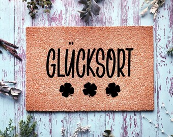Fußmatte Kokos mit Spruch Türmatte Indoor Glücksort Glück Kleeblatt