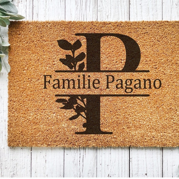 Personalisierte Fußmatte mit Monogramm - Kokos Fußmatte mit Namen - Geschenk - Hochzeit - Einzug - Paare - Familie - Indoor - Türmatte