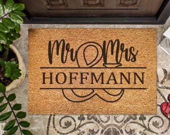 Fußmatte personalisiert, Fußmatte Kokos, Hochzeitsgeschenke, Geburtstagsgeschenke, Einzugsgeschenk, Familiengeschenke, Fussmatte, Mr und Mrs