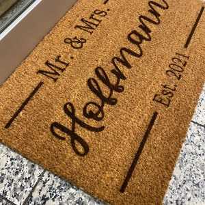 Fußmatte personalisiert Kokos Türmatte Mr & Mrs