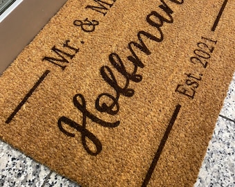 Fußmatte personalisiert Kokos Türmatte Mr & Mrs