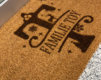 Personalisierte Fußmatte mit Monogramm Weihnachten - Kokos Fußmatte mit Namen - Geschenk - Hochzeit - Einzug - Familie - Indoor - Türmatte
