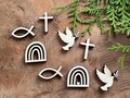 Scatter decoration baptism, communion, confirmation, confirmation, table decoration, confetti, party decoration, party, cake decoration, rainbow, cross, dove, fish