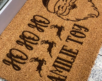 Personalisierte Fußmatte "HO HO HO" Weihnachten - Kokos Fußmatte mit Namen - Geschenk - Hochzeit - Einzug - Familie - Indoor - Türmatte