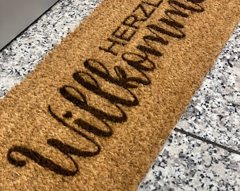 Fußmatte "Herzlich Willkommen" - Kokos Fußmatte - Geschenk - Hochzeit - Einzug - Paare - Familie - Indoor