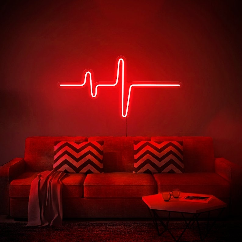 32x9.9 Heartbeat Heart ECG White Flex LED Neon Sign Light Party Décor  Artwork