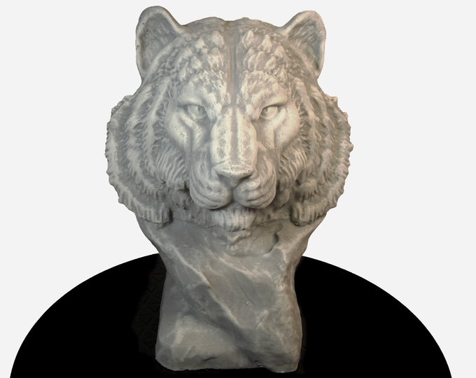 Tiger Bust Statue Concrete Home and Garden Statuary Etsy