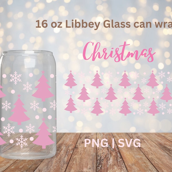 Christmas 16 oz Glass Can Cutfile, SVG PNG, Christmas cup wrap, cup wrap, glass can wrap, 16 oz glass wrap, Instant digital download