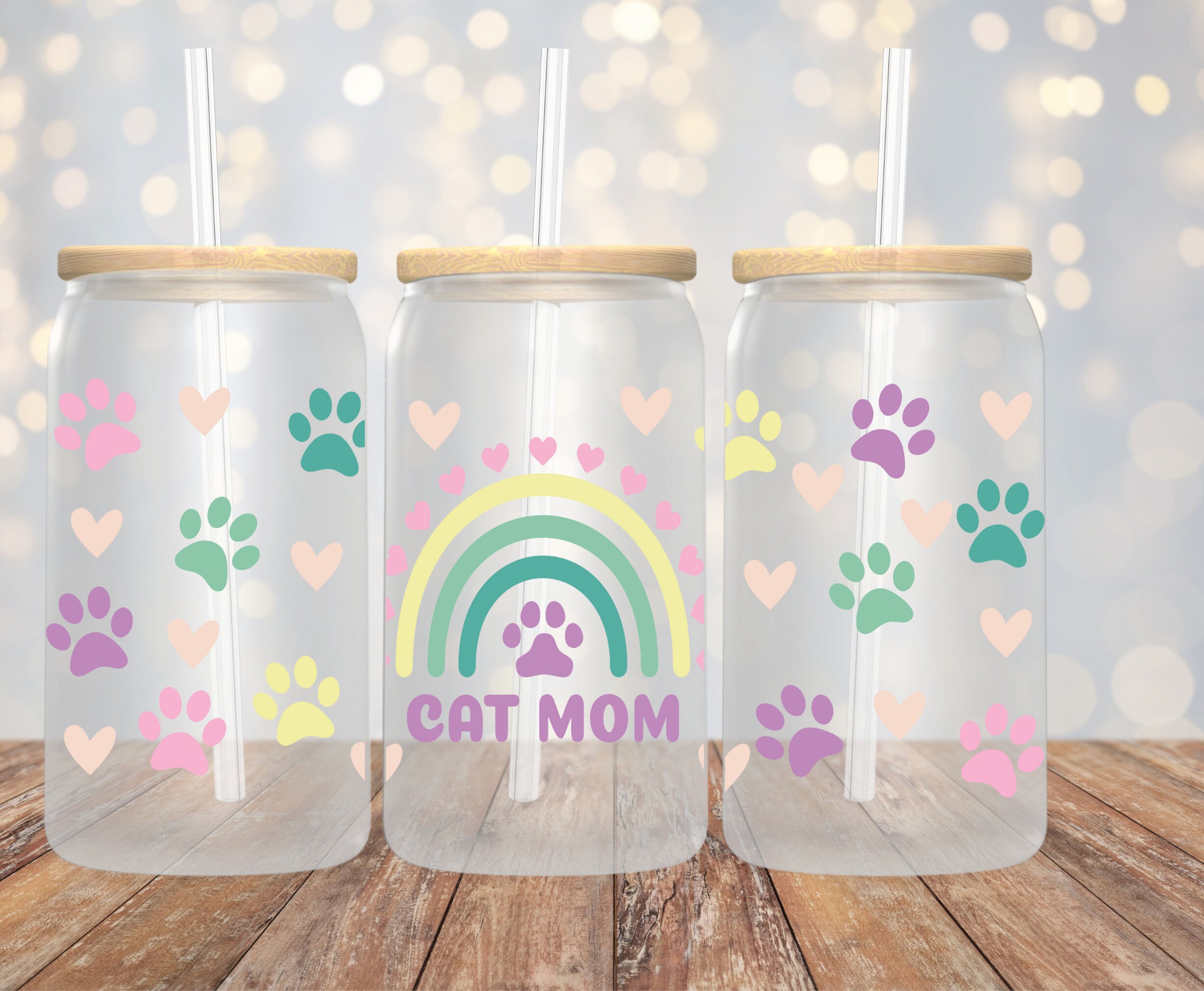 Cat Mom 16 Oz Glass Can Cutfile, SVG PNG, Cat Mom Cup Wrap, Cup Wrap ...