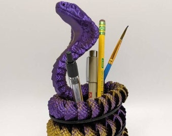 Lifelike Articulated Cobra (with optional Pencil holder) - 3D Printed, Articulated, Customizable Colors!