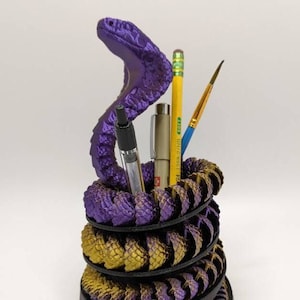 Lifelike Articulated Cobra (with optional Pencil holder) - 3D Printed, Articulated, Customizable Colors!