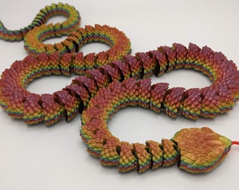 Lifelike Articulated Rattlesnake - 2+ ft Long, 3D Printed, 100 Individual Segments, Customizable Colors!