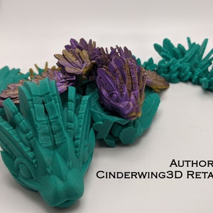 Baby Flying Serpent - 3D Printed, Articulated Fidget Model - Customizable Colors