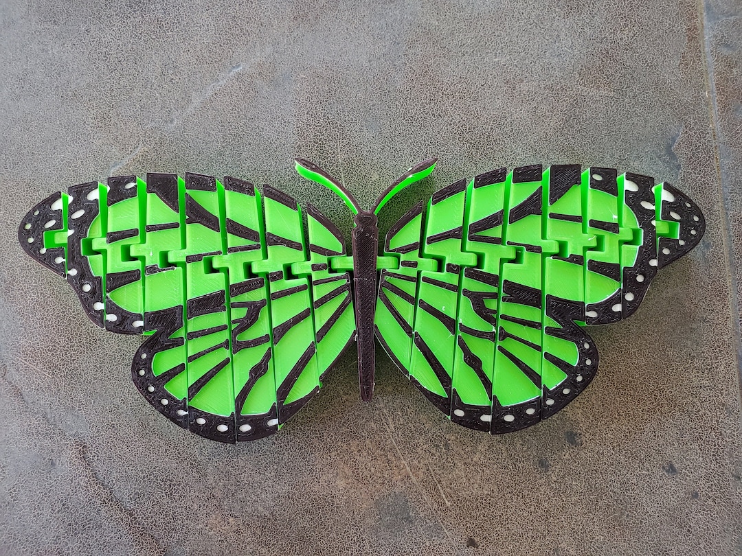Multicolor Butterfly Articulated, 3dprinted Model With Customizable