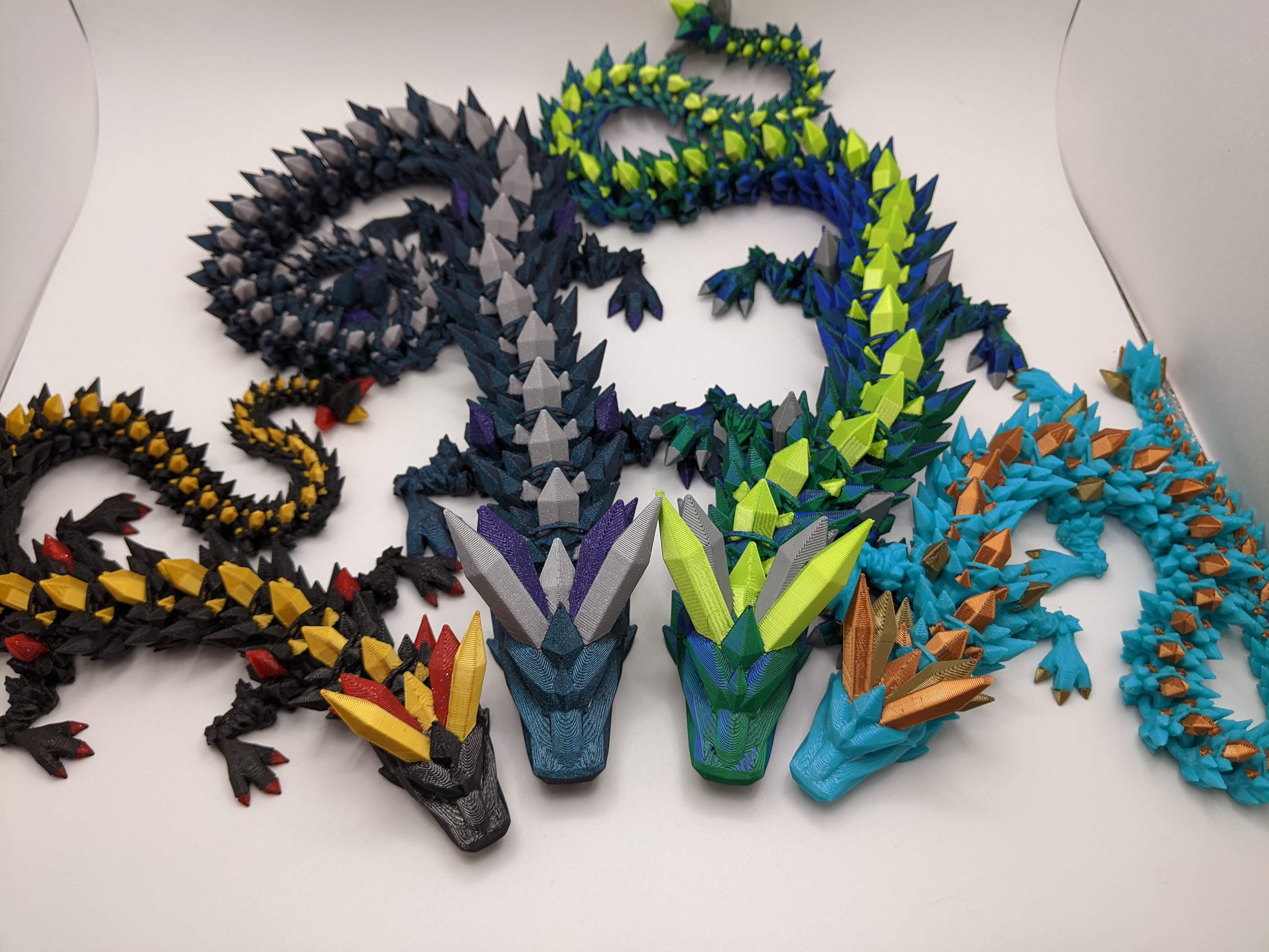 Giant Multicolor 3D Printed Crystal Dragon - 4 Foot Articulated 