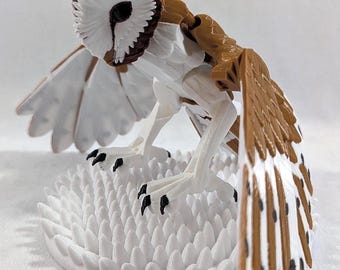 3D Printed Owl - Multicolor Articulated Barn Owl Model