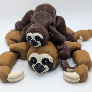Sloth - 3D Printed, Articulated, Multi-colored Fidget Toy