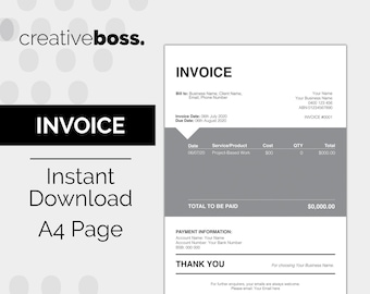 Printable Invoice Template: Minimalist A4 Order Form (Editable PDF)